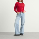 DUNST Women's Essential Crewneck Knit Cardigan in Tomato Red