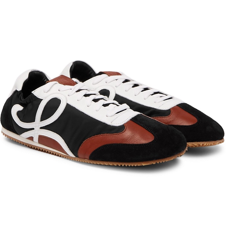 Photo: Loewe - Leather and Suede-Trimmed Nylon Sneakers - Black