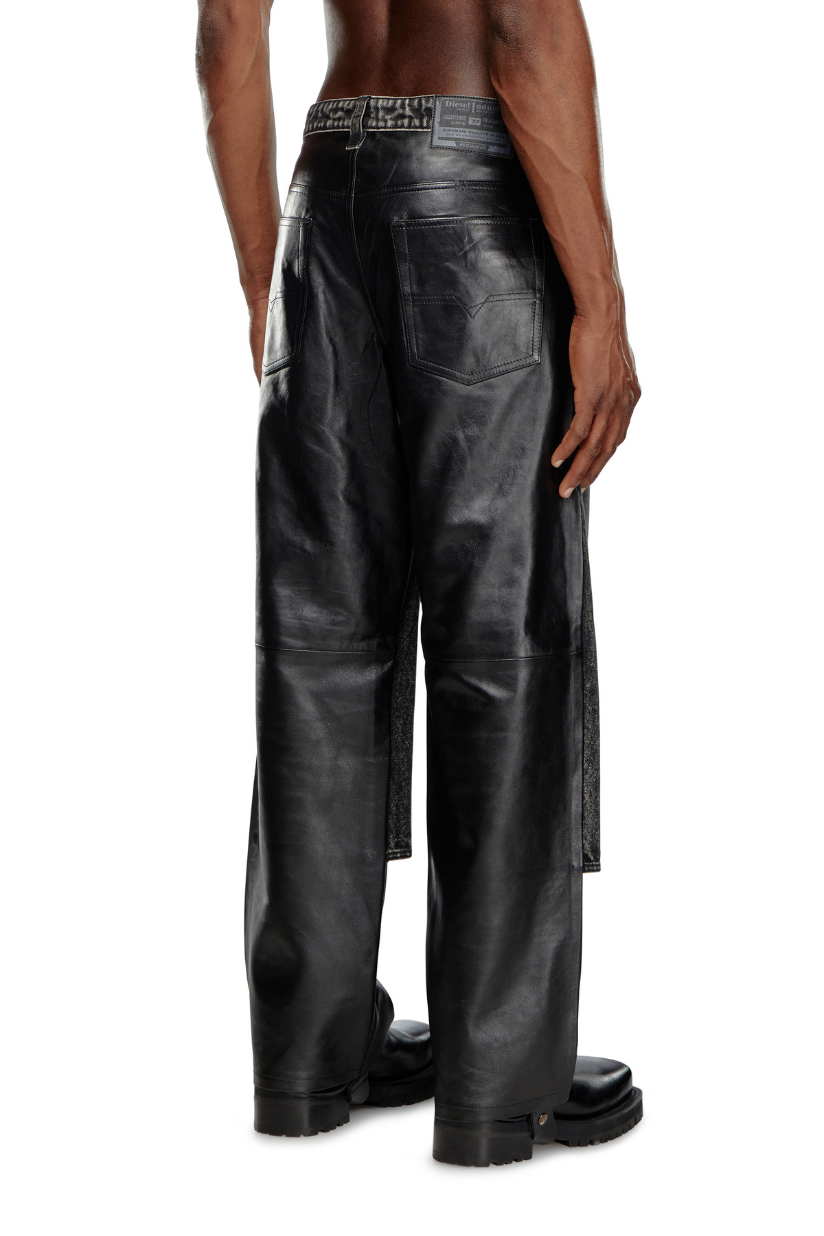 Diesel Leather and denim pants - Pants Mens in Black Diesel