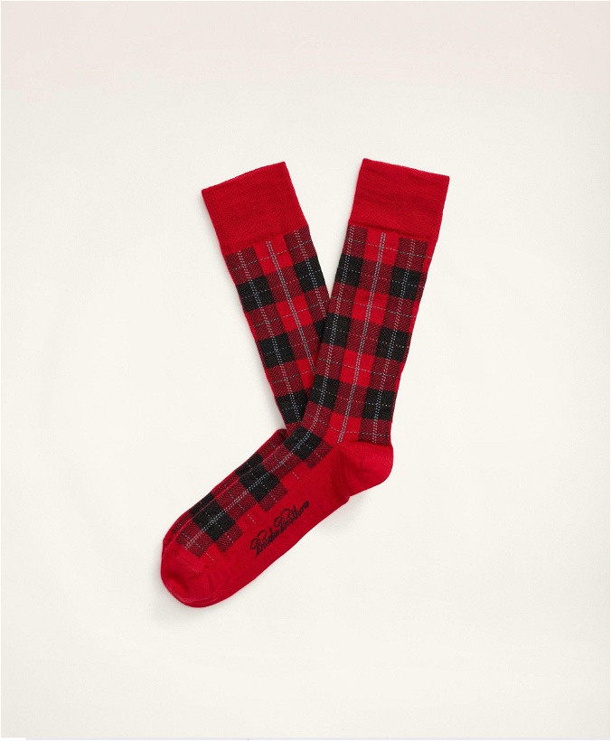 Photo: Brooks Brothers Men's Tartan Crew Socks | Dark Red