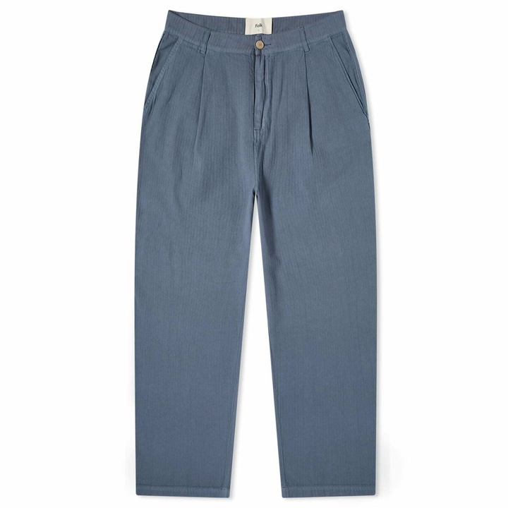 Photo: Folk Men's Wide Fit Trousers in Soft Blue