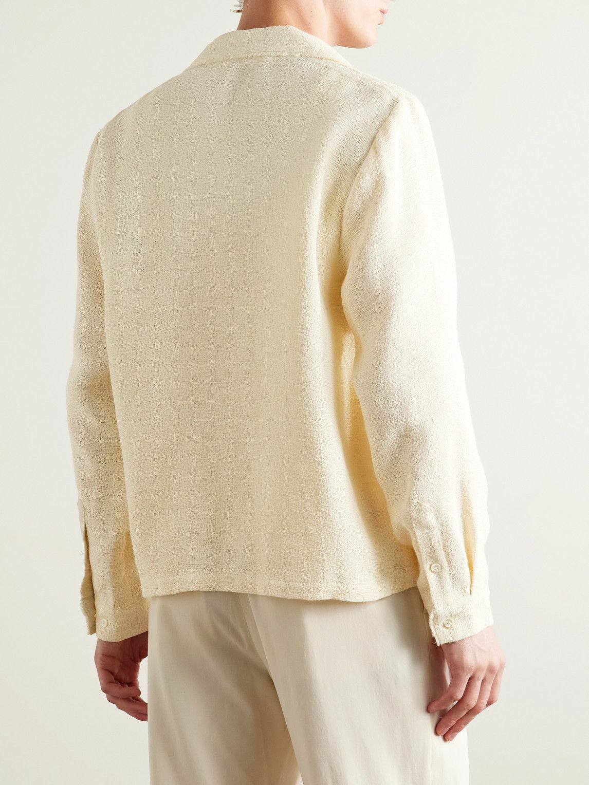 Séfr - Jagou Camp-Collar Cotton-Blend Tweed Shirt - Neutrals