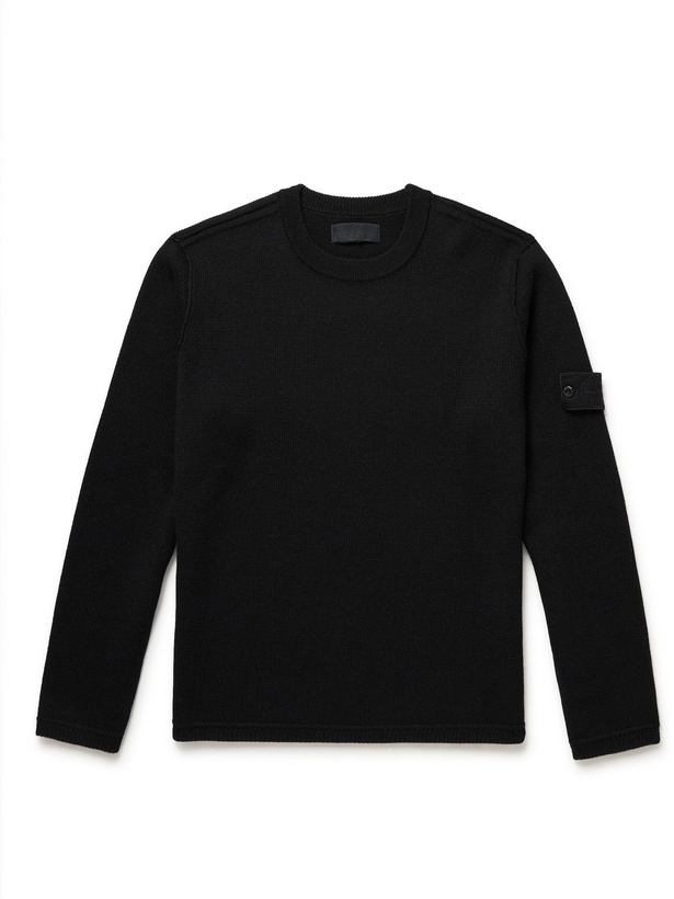 Photo: Stone Island - Slim-Fit Logo-Appliquéd Wool Sweater - Black