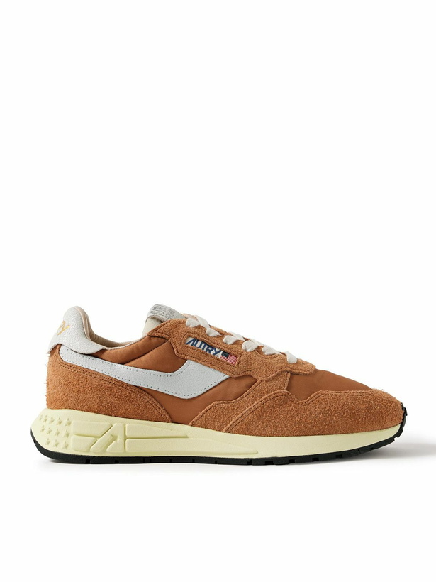 Photo: Autry - Reelwind Low Cracked-Leather Trimmed Suede and Shell Sneakers - Brown