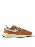 Autry - Reelwind Low Cracked-Leather Trimmed Suede and Shell Sneakers - Brown