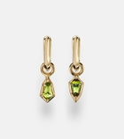 Stone and Strand Knife Edge Shield 14kt gold hoop earrings with green tourmaline