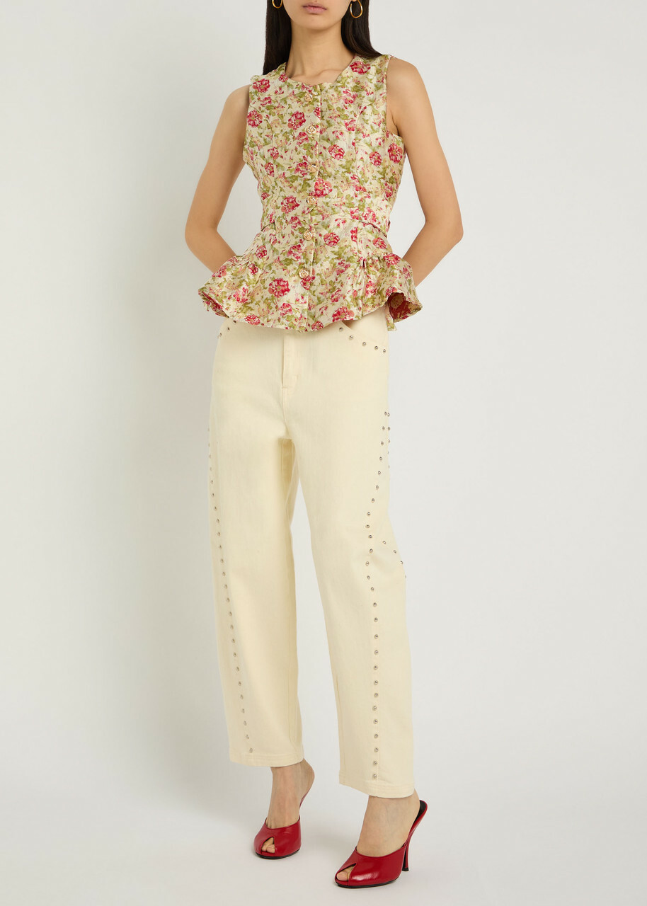 Sister Jane Forest Echo Floral-jacquard Woven top Multicoloured