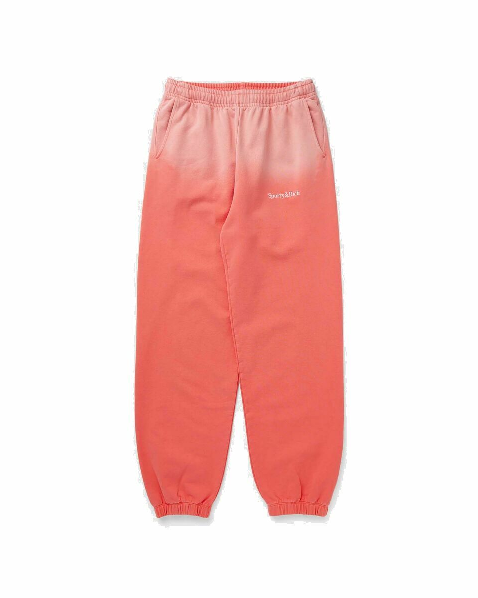 Photo: Sporty & Rich Serif Logo Embroidered Sweatpants Dip Dye Pink - Mens - Sweatpants