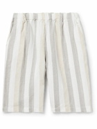 Beams Plus - Easy Wide-Leg Striped Herringbone Linen Shorts - Neutrals