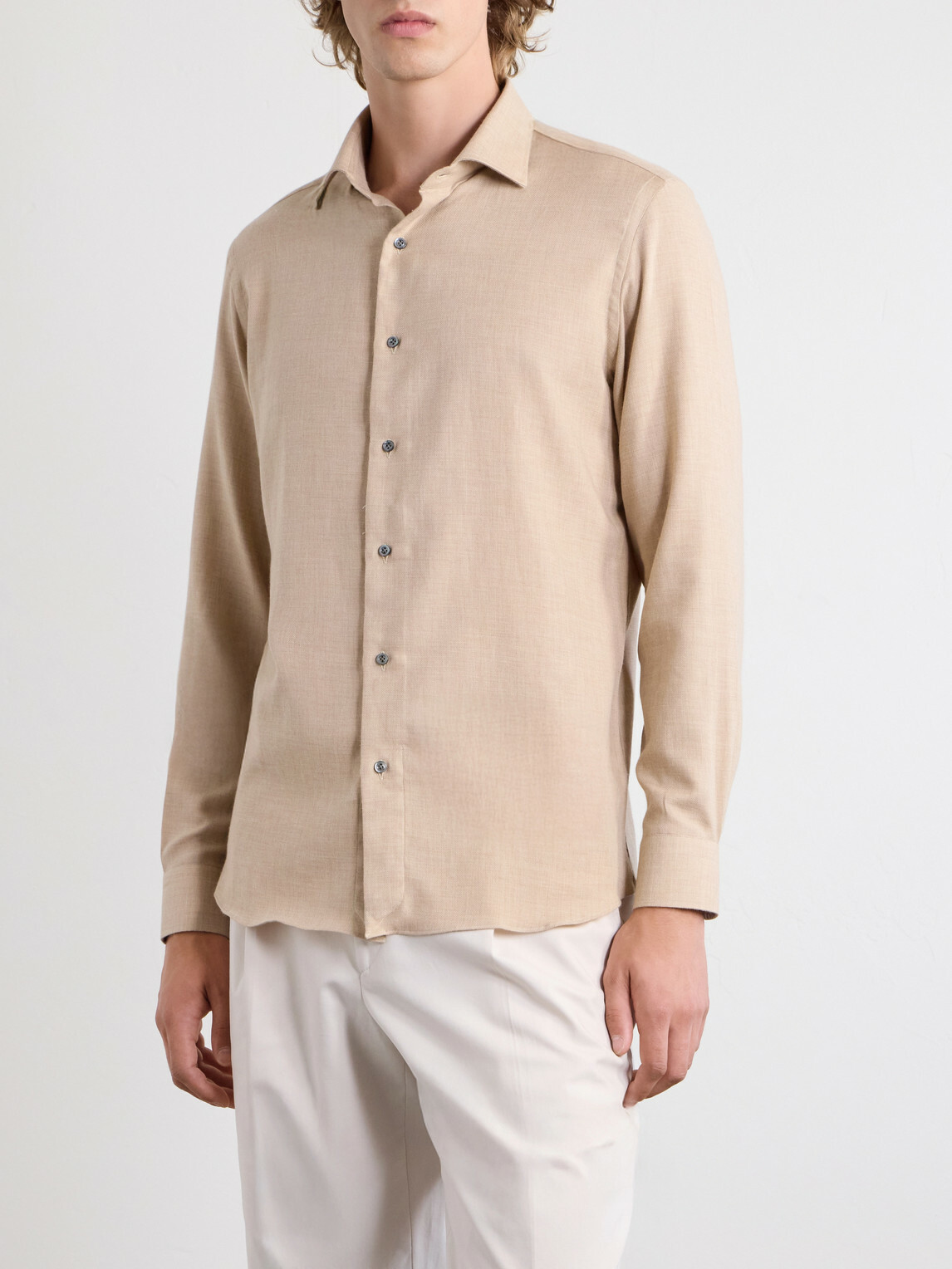 Caruso - Cotton and Cashmere-Blend Shirt - Neutrals