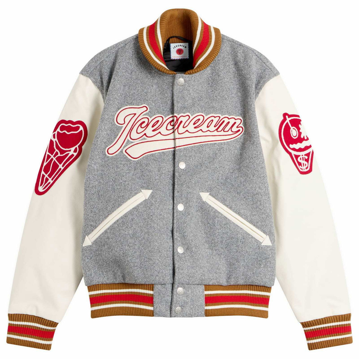 ICECREAM Men's Waitress Varsity Jacket in Grey