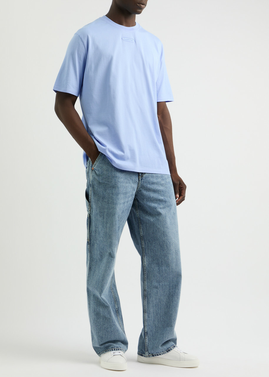 Lanvin Logo-embroidered Cotton T-shirt Blue