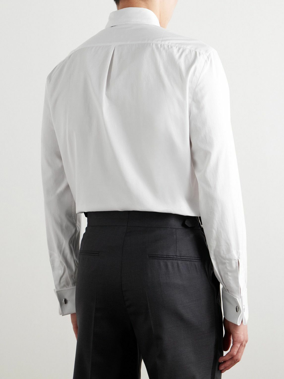Brunello Cucinelli - Double-Cuff Bib-Front Cotton-Poplin Shirt - White