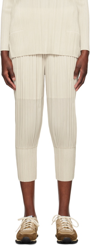 Photo: Pleats Please Issey Miyake Beige Thicker Bottoms 2 Trousers