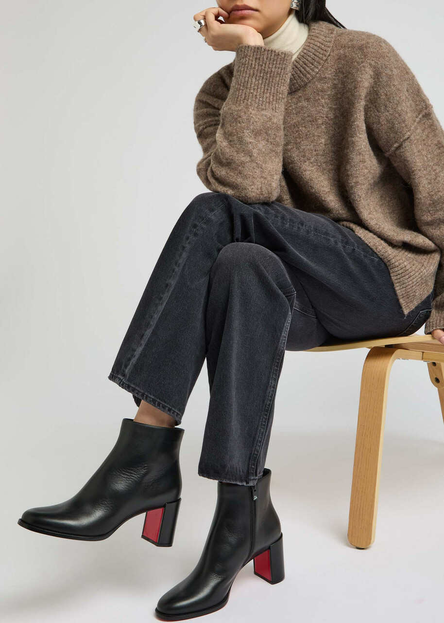 Christian Louboutin Adoxa 70 Leather Ankle Boots Black Christian