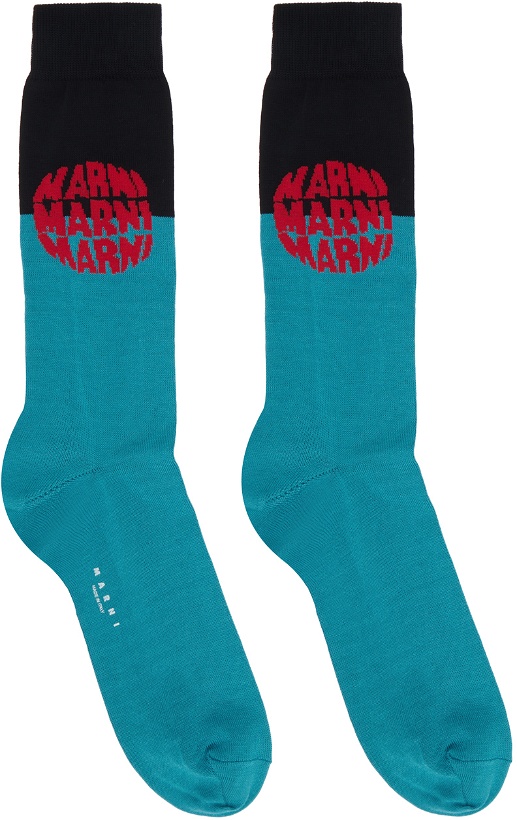 Photo: Marni Black & Blue Dot Logo Socks