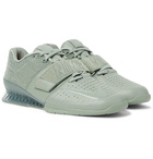 Nike Training - Romaleos 3 XD Patch Faux Leather and Velcro Sneakers - Gray green