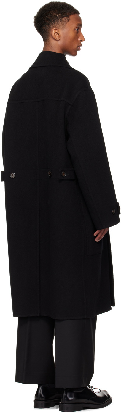 Róhe Black Double Faced Wool Trench Coat