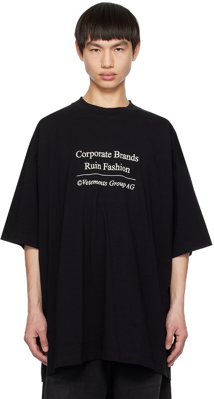 Photo: VETEMENTS Black 'Corporate Brands Ruin Fashion' T-Shirt