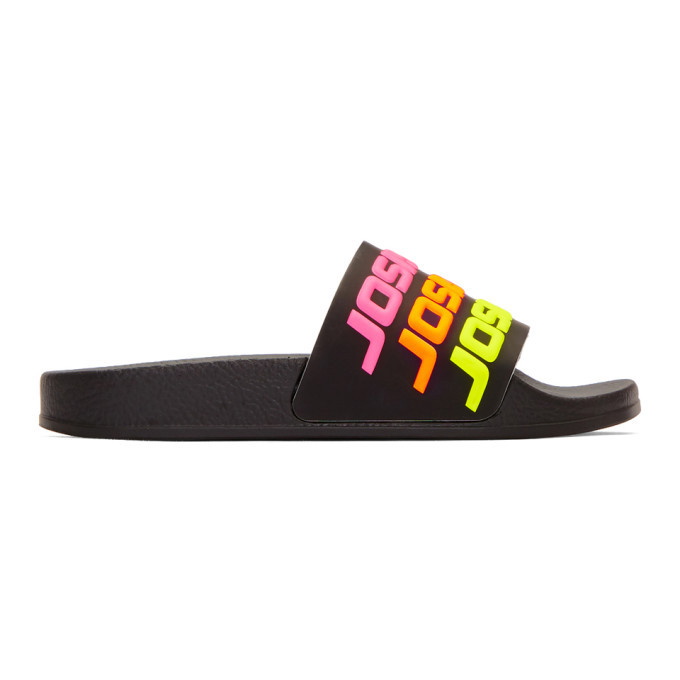 Photo: Joshua Sanders Black Multicolor Logo Sandals