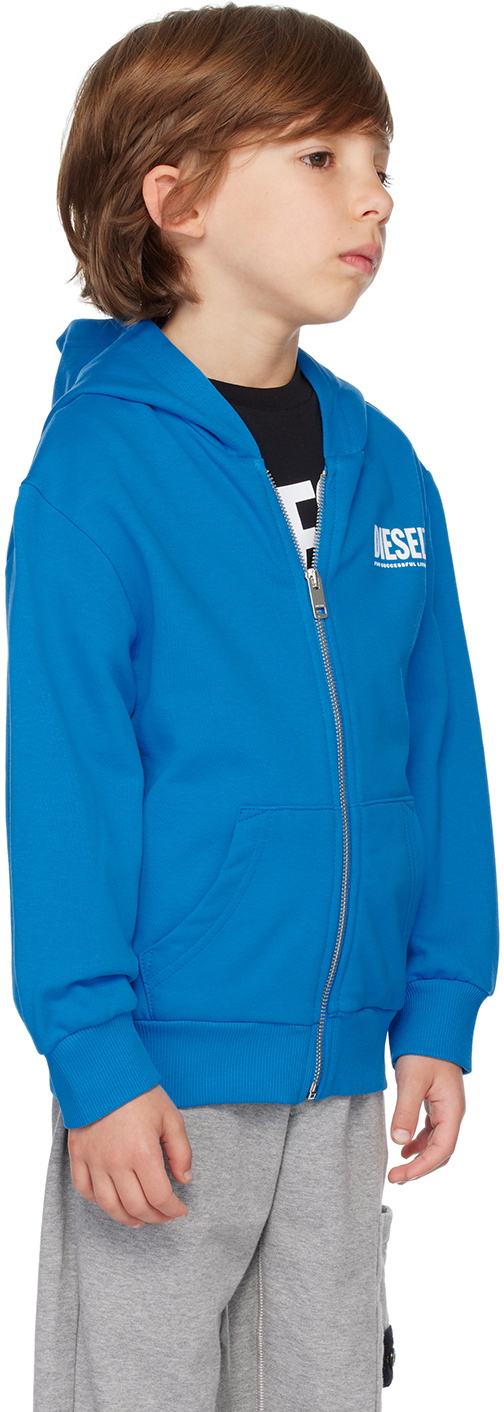 Diesel Kids Blue Printed-Logo Hoodie
