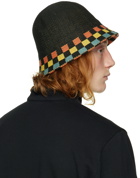 Paul Smith Black Crochet Checkerboard Hat