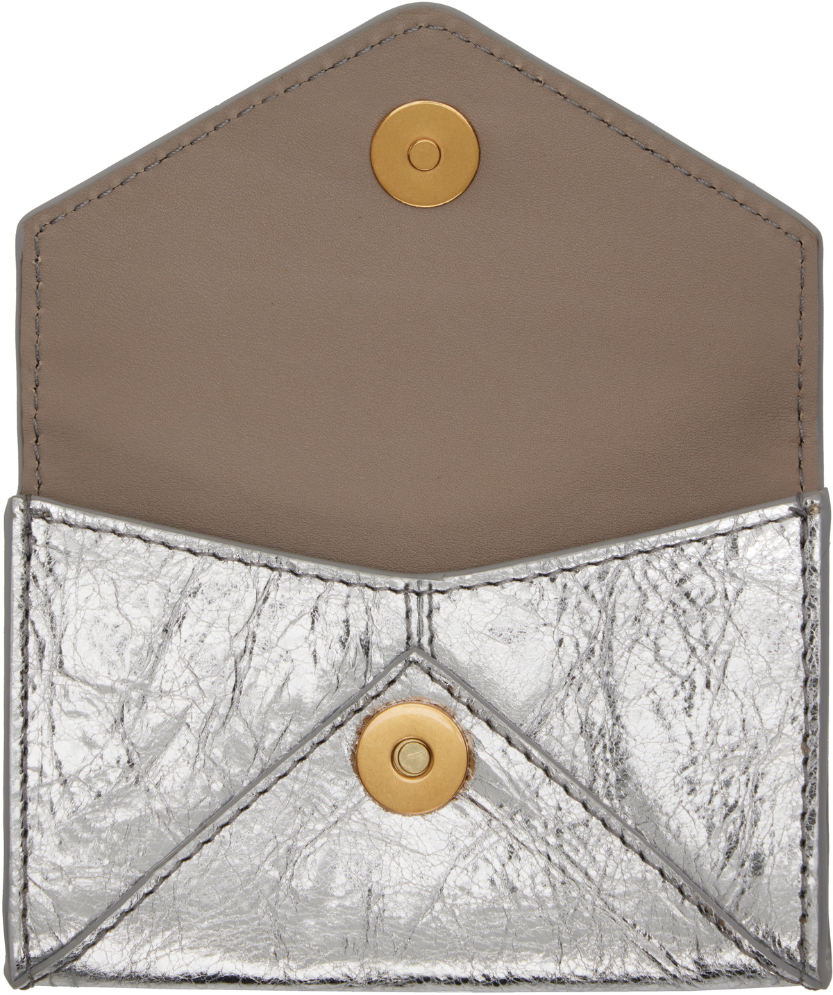 Dries Van Noten Silver Leather Envelope Card Holder