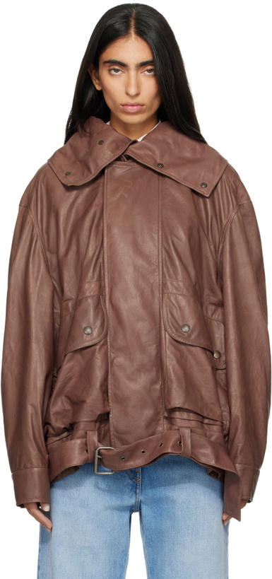 Photo: Calvin Klein Collection Brown Isa Leather Flight Jacket