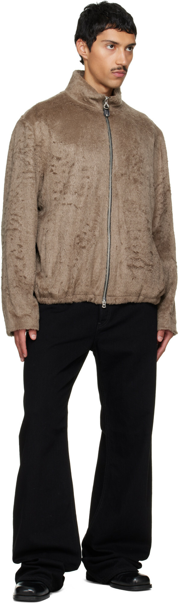 Solid Homme Brown Faux-Fur Jacket