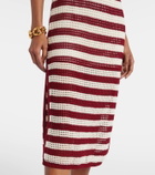Gucci Open-knit striped silk polo dress