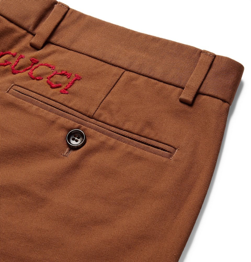 Gucci - Slim-Fit Cotton-Drill Trousers - Men - Brown Gucci