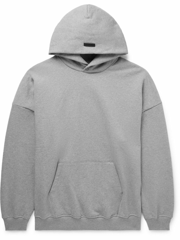 Photo: Fear of God - Eternal Logo-Flocked Cotton-Jersey Hoodie - Gray