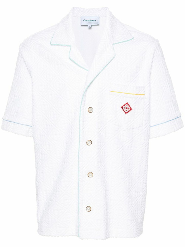 Photo: Casablanca White Towelling Effect Short-Sleeved Shirt