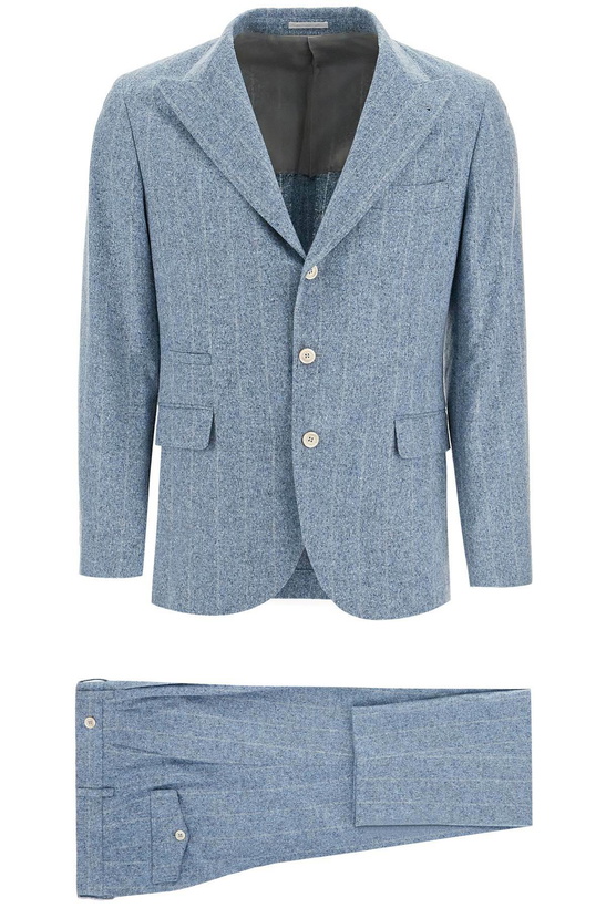 Photo: BRUNELLO CUCINELLI buttoned flannel dress Light blue