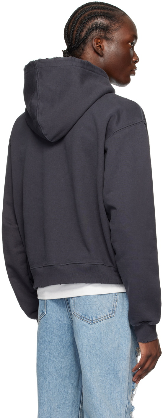 【RECTO】RC LOGO DESTROYED HOODIE SWEATSHIRT BLUISH CHARCOAL RECTO - Official Website