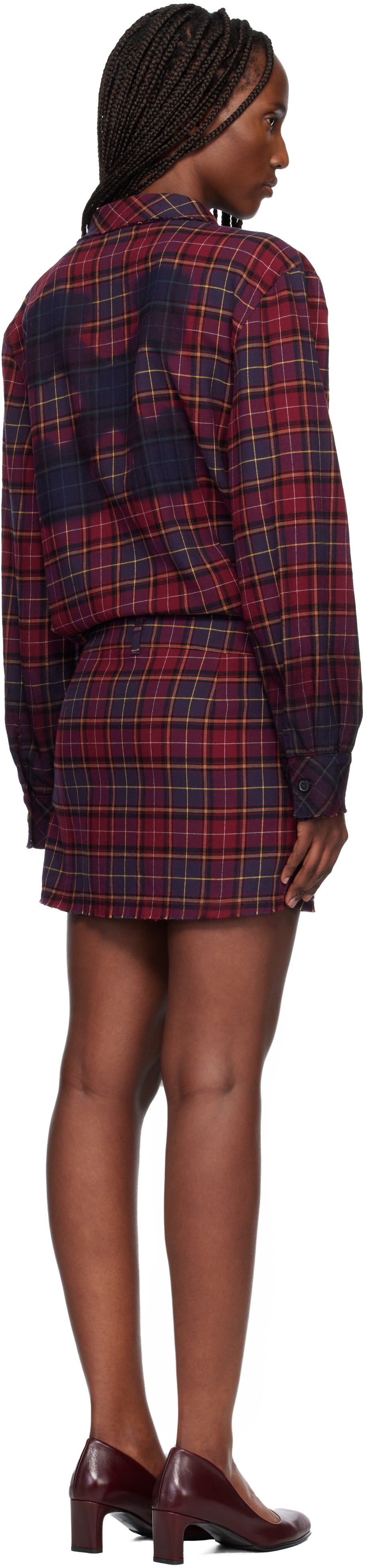 Off-White Red Check Flannel Arrow Minidress