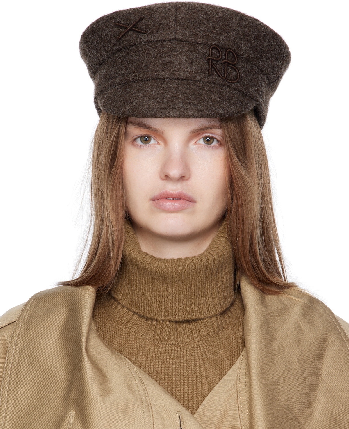 Ruslan Baginskiy Brown Logo-Embellished Baker Boy Cap