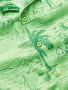 Onia - Air Camp-Collar Printed Mesh Shirt - Green