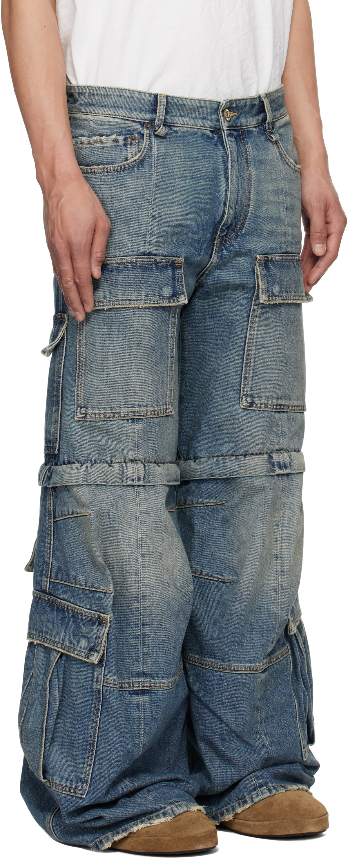 Balenciaga Blue Flared Cargo Jeans Balenciaga