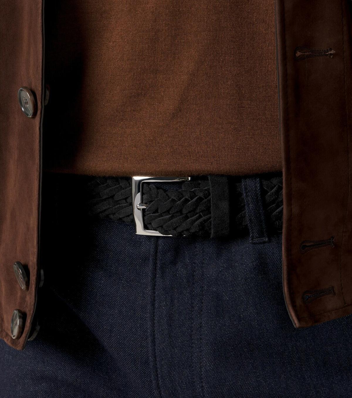 Kiton Braided suede belt
