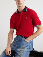 Versace - Logo-Embroidered Cotton-Piqué Polo Shirt - Red