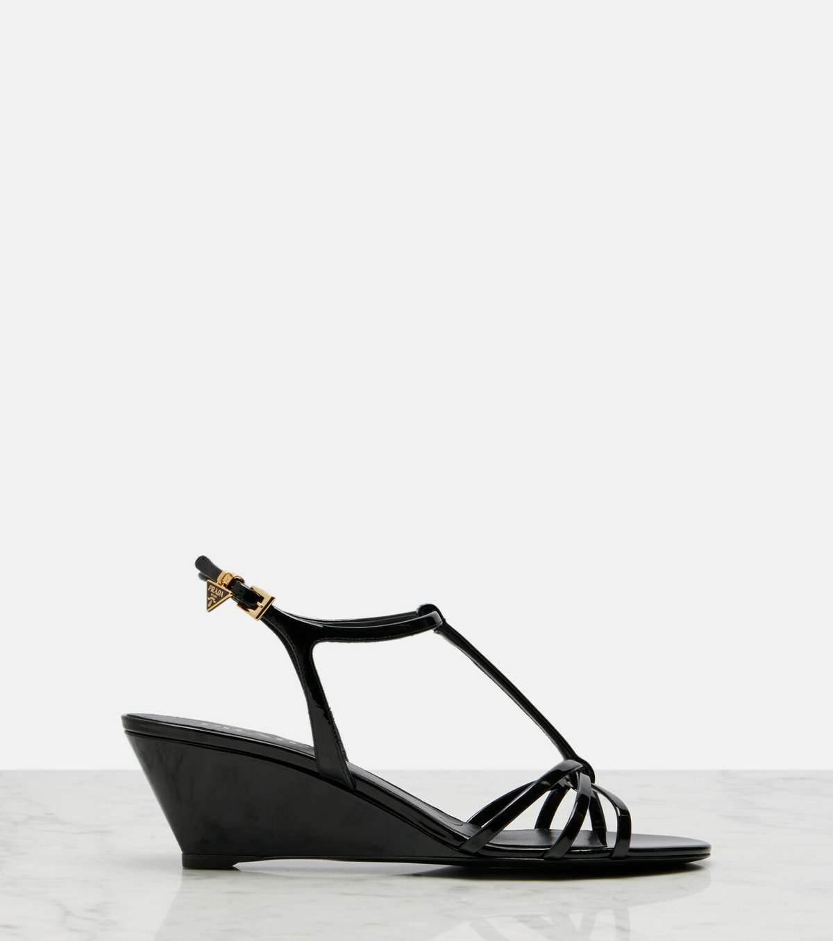 Prada Patent leather wedge sandals