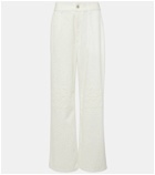 Loewe Anagram leather-trimmed wide-leg jeans