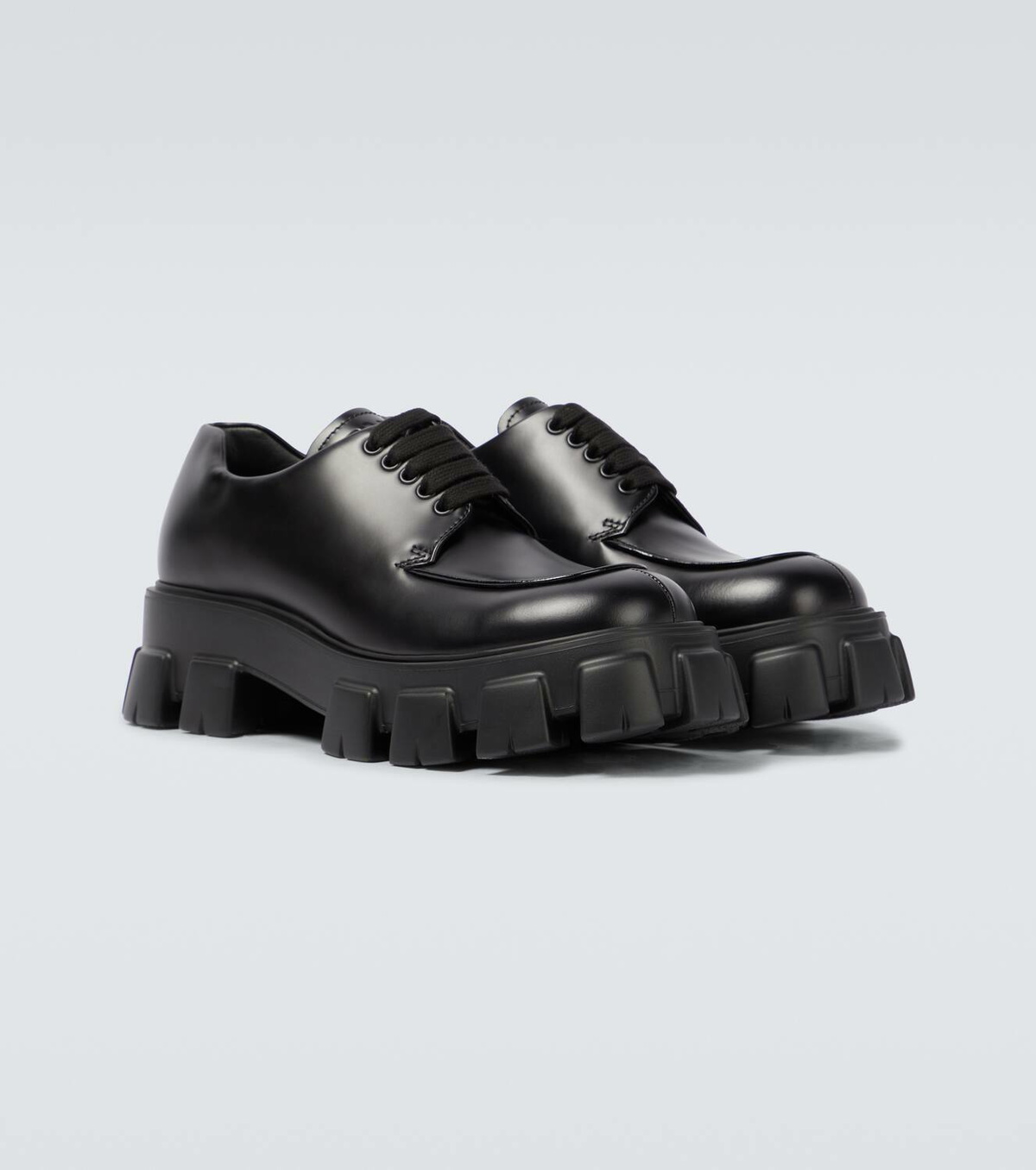 Prada Monolith brushed leather derby shoes
