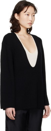Loulou de Saison Black Gabe U Neck Ribbed Cashmere Sweater