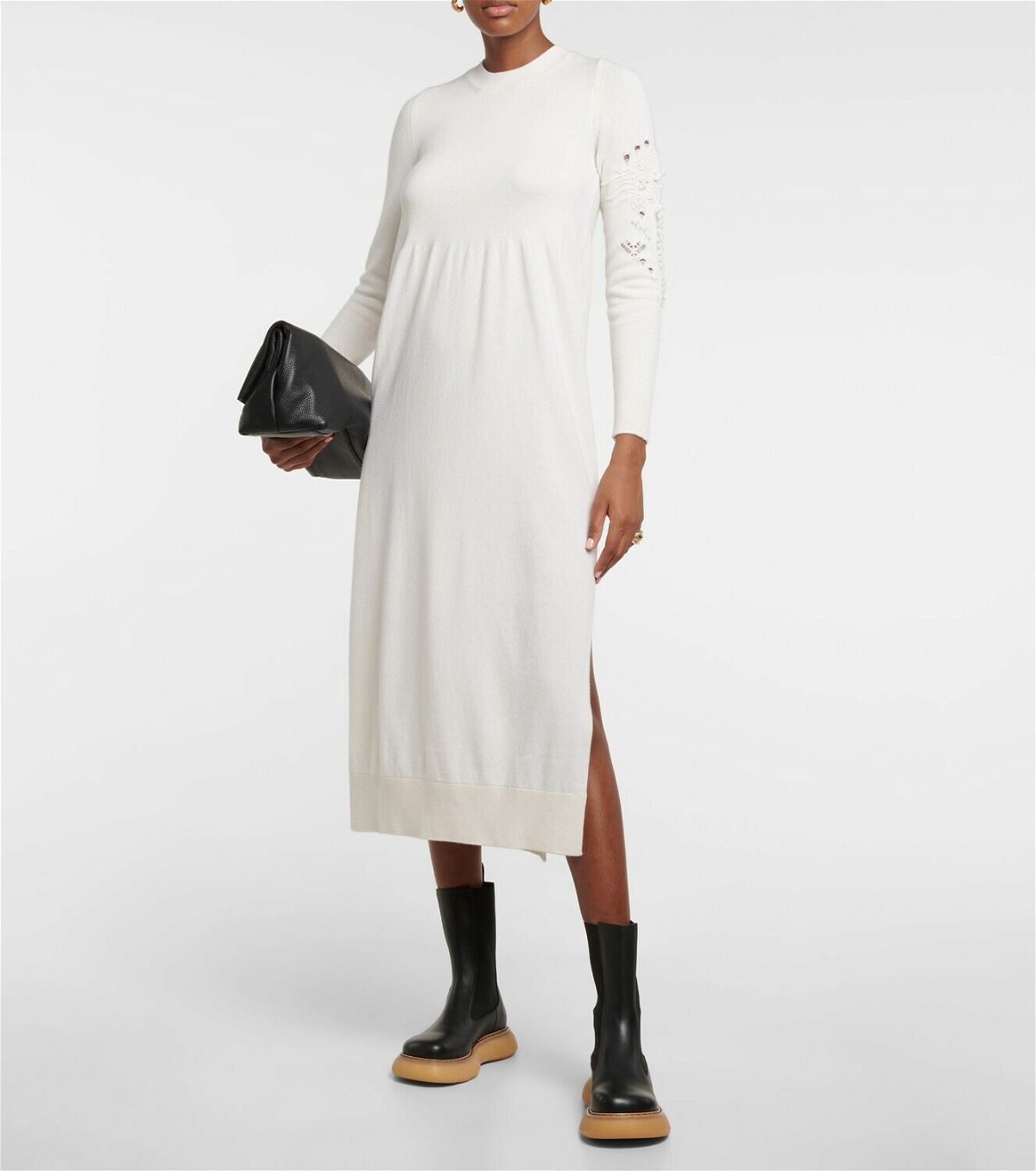 Barrie Embroidered cashmere sweater dress