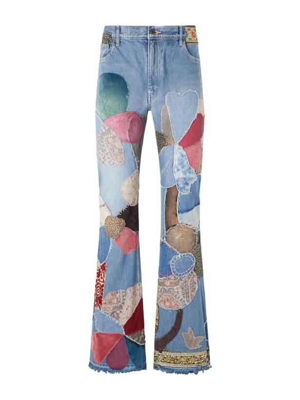Photo: KAPITAL - Rat Flared Patchwork Frayed Jeans - Blue