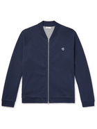 SCHIESSER - Peter Logo-Appliquéd Cotton-Blend Piqué Zip-Up Sweatshirt - Blue