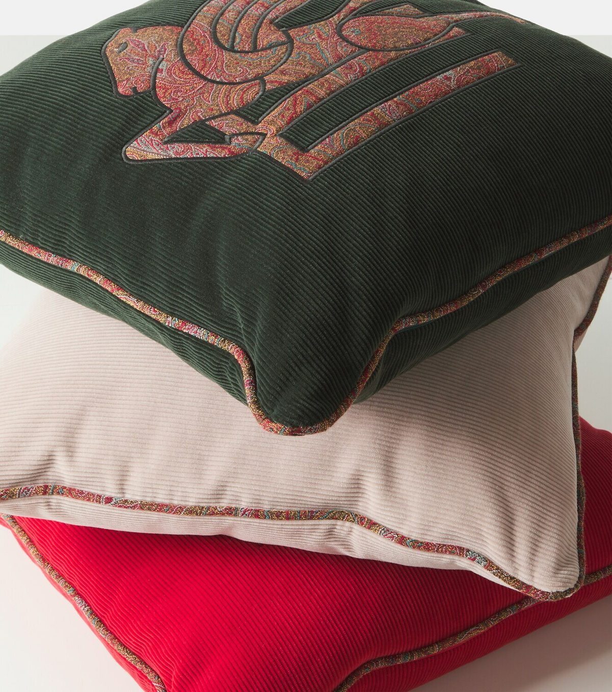 Etro Pegaso embroidered cotton velvet cushion