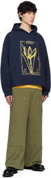 AFTER PRAY Navy Flora Stamp Hoodie